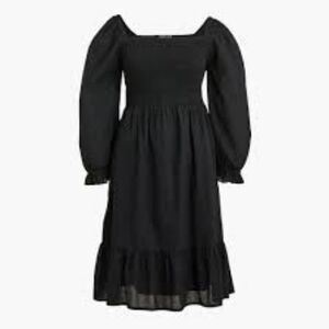 JCrew Factory Smocked clip-dot puff-sleeve mini dress, Sz XL, Black